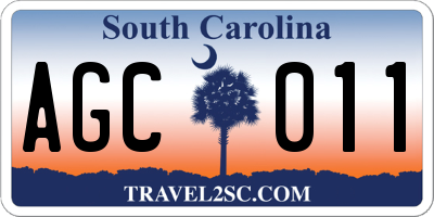 SC license plate AGC011