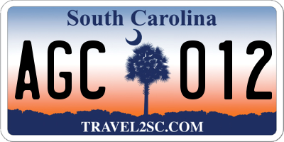 SC license plate AGC012