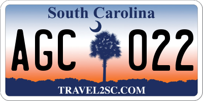 SC license plate AGC022