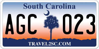 SC license plate AGC023