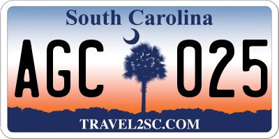 SC license plate AGC025