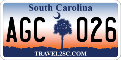 SC license plate AGC026