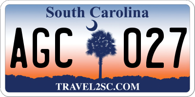 SC license plate AGC027