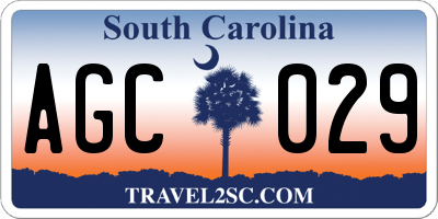 SC license plate AGC029
