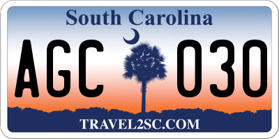 SC license plate AGC030