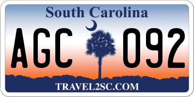 SC license plate AGC092