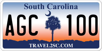 SC license plate AGC100