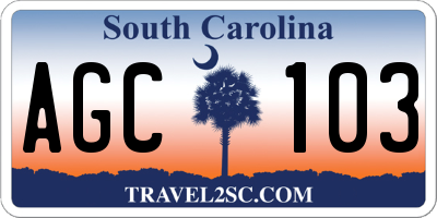 SC license plate AGC103