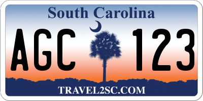 SC license plate AGC123