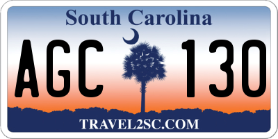 SC license plate AGC130