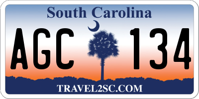 SC license plate AGC134