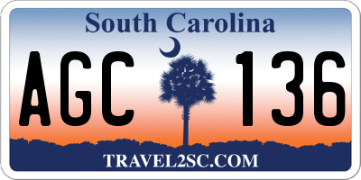SC license plate AGC136