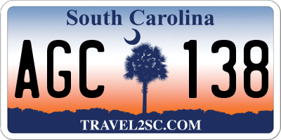 SC license plate AGC138