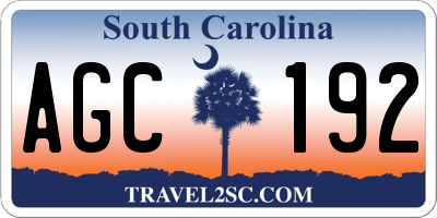 SC license plate AGC192