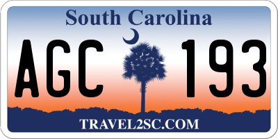 SC license plate AGC193
