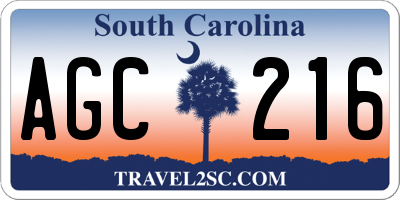 SC license plate AGC216