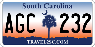 SC license plate AGC232