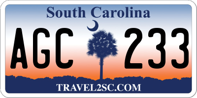 SC license plate AGC233