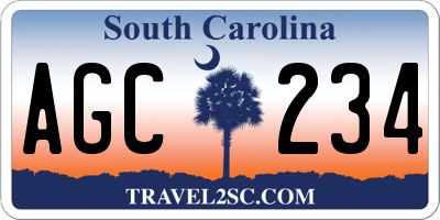 SC license plate AGC234