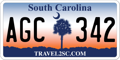 SC license plate AGC342