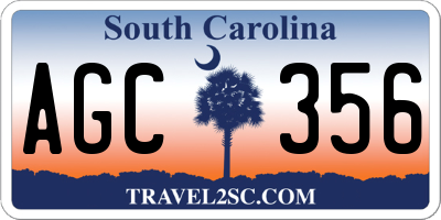 SC license plate AGC356
