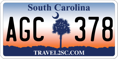 SC license plate AGC378