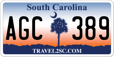 SC license plate AGC389