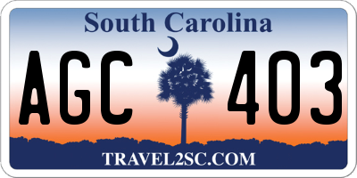 SC license plate AGC403