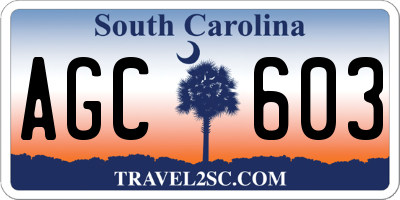 SC license plate AGC603