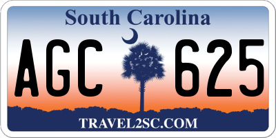SC license plate AGC625