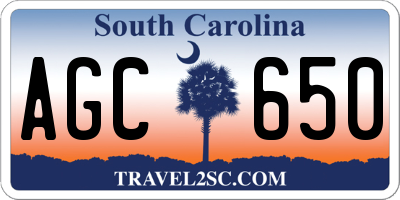 SC license plate AGC650