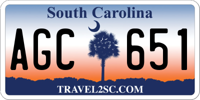 SC license plate AGC651