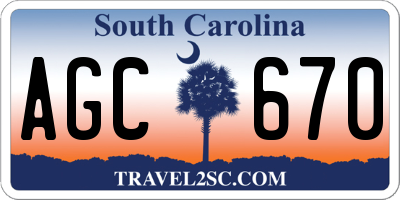 SC license plate AGC670
