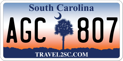 SC license plate AGC807