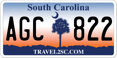 SC license plate AGC822