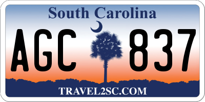 SC license plate AGC837