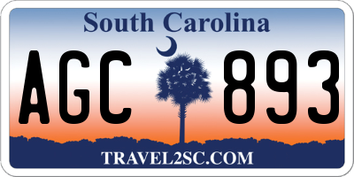 SC license plate AGC893