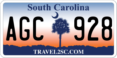 SC license plate AGC928