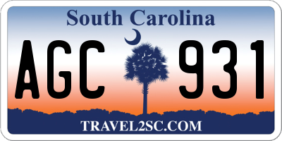 SC license plate AGC931