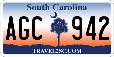 SC license plate AGC942