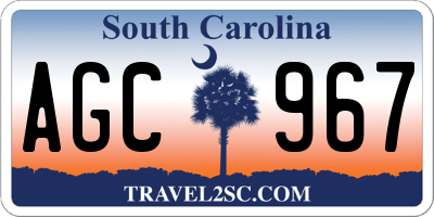 SC license plate AGC967