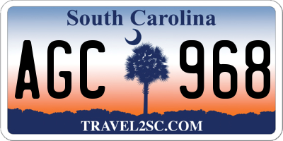 SC license plate AGC968