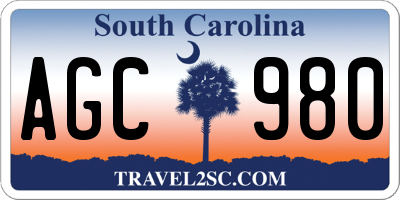 SC license plate AGC980