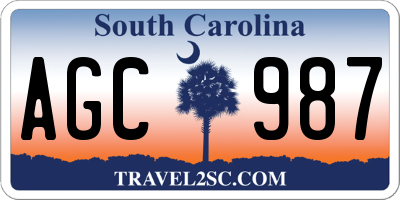 SC license plate AGC987