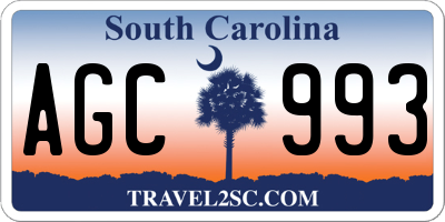 SC license plate AGC993