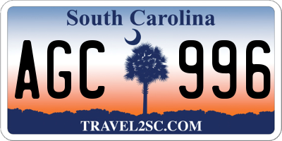 SC license plate AGC996