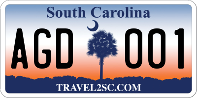 SC license plate AGD001