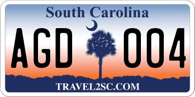 SC license plate AGD004
