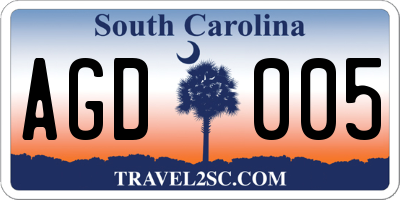 SC license plate AGD005