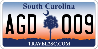 SC license plate AGD009
